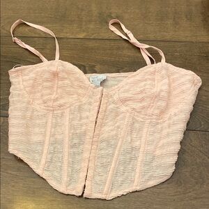 Pink Textured Bustier Top